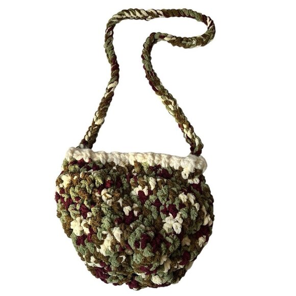 Chunky Knit Shoulder Hobo Bag Crossbody Purse Boho Hippie Cottagecore Mosscore - Picture 2 of 15